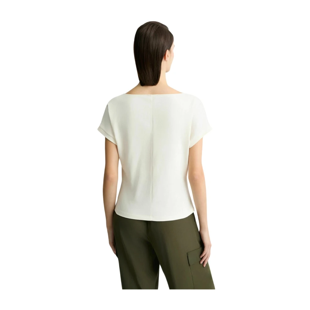 Liu Jo Asymmetrisch Katoenen T-shirt met Juweeldetail Beige Dames