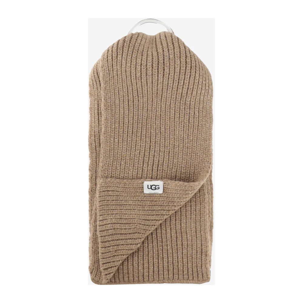 Ugg Geribbeld Acryl Blend Kameel Sjaal Brown Dames