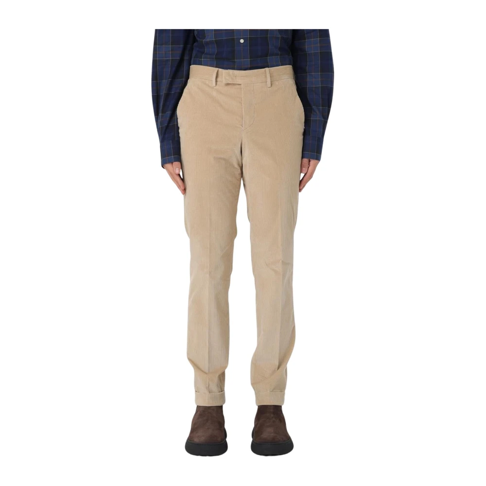 Pt Torino Mannelijk Beige Stijlvolle Corduroy Slim Fit Broek