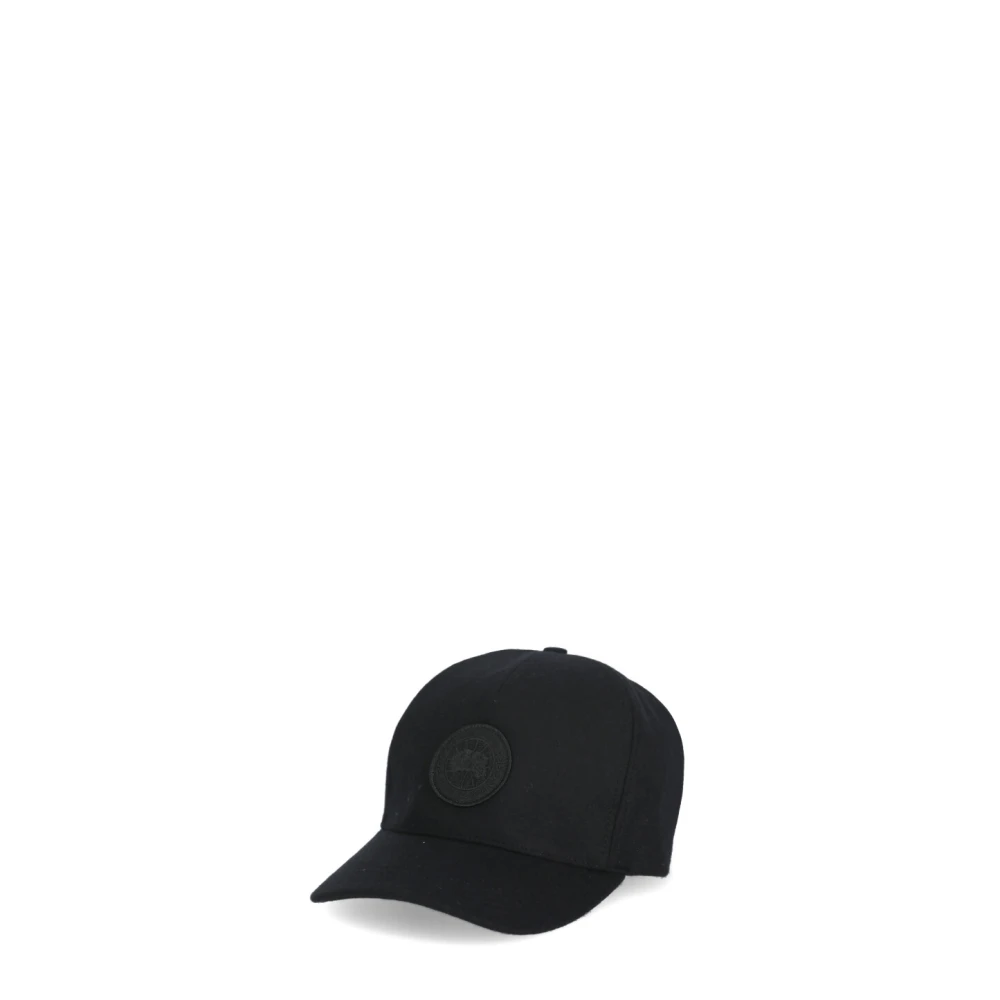 Canada Goose Zwarte wollen baseballpet met logopatch Black Heren