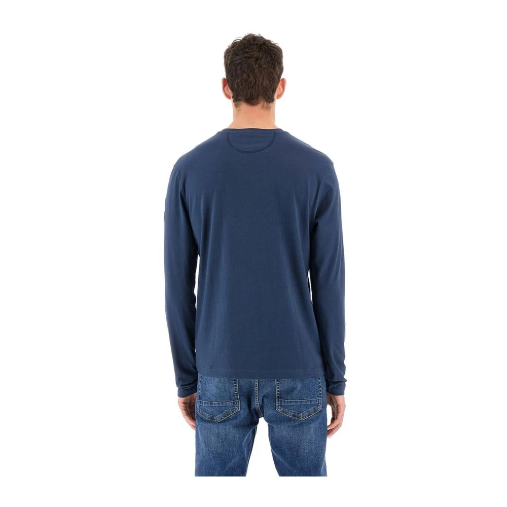 LA MARTINA Geborduurd Logo Katoenen T-shirt Blue Heren