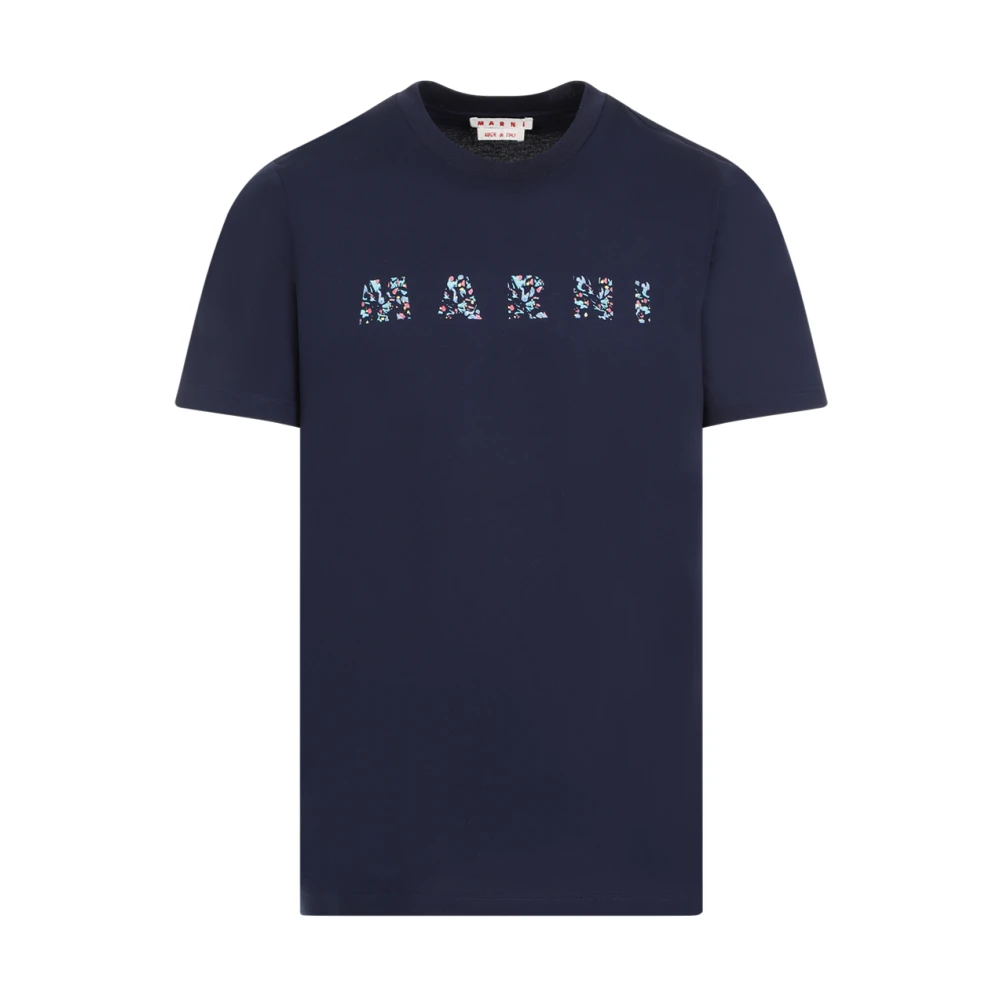Marni Blauw Katoenen T-shirt Ss24 Blue Heren