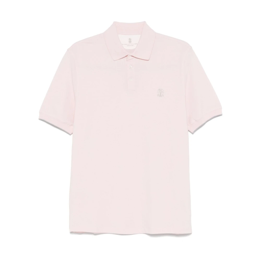 BRUNELLO CUCINELLI Roze Polo met Heraldiek Logo Pink Heren