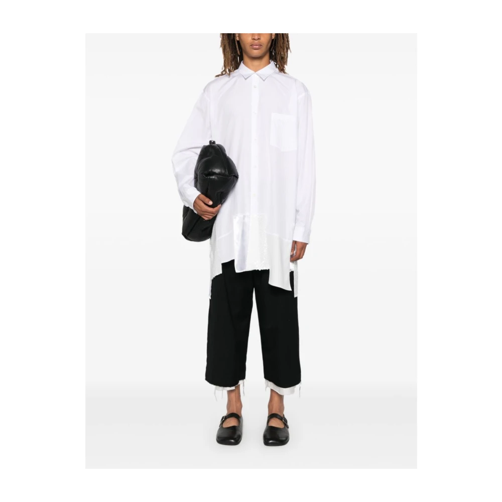 Comme des Garçons Witte Katoenen Patchwork Overhemd Long-Fit White Heren