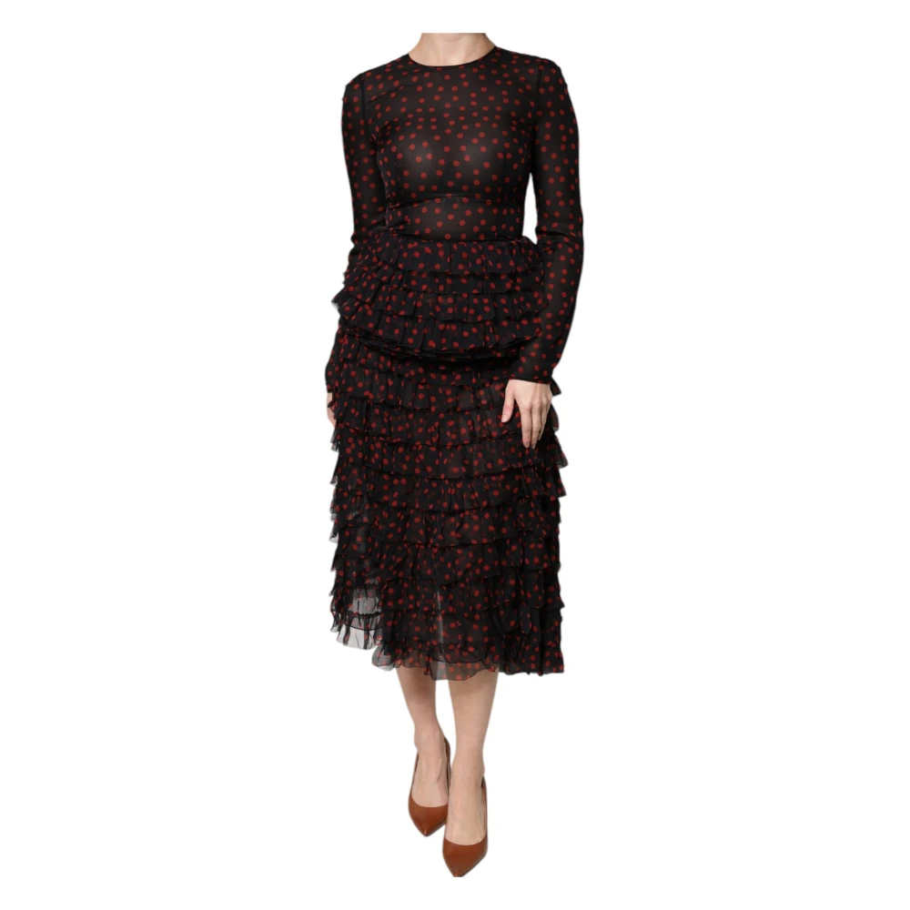Dolce & Gabbana Women's Black Silk Layered Midi Dress