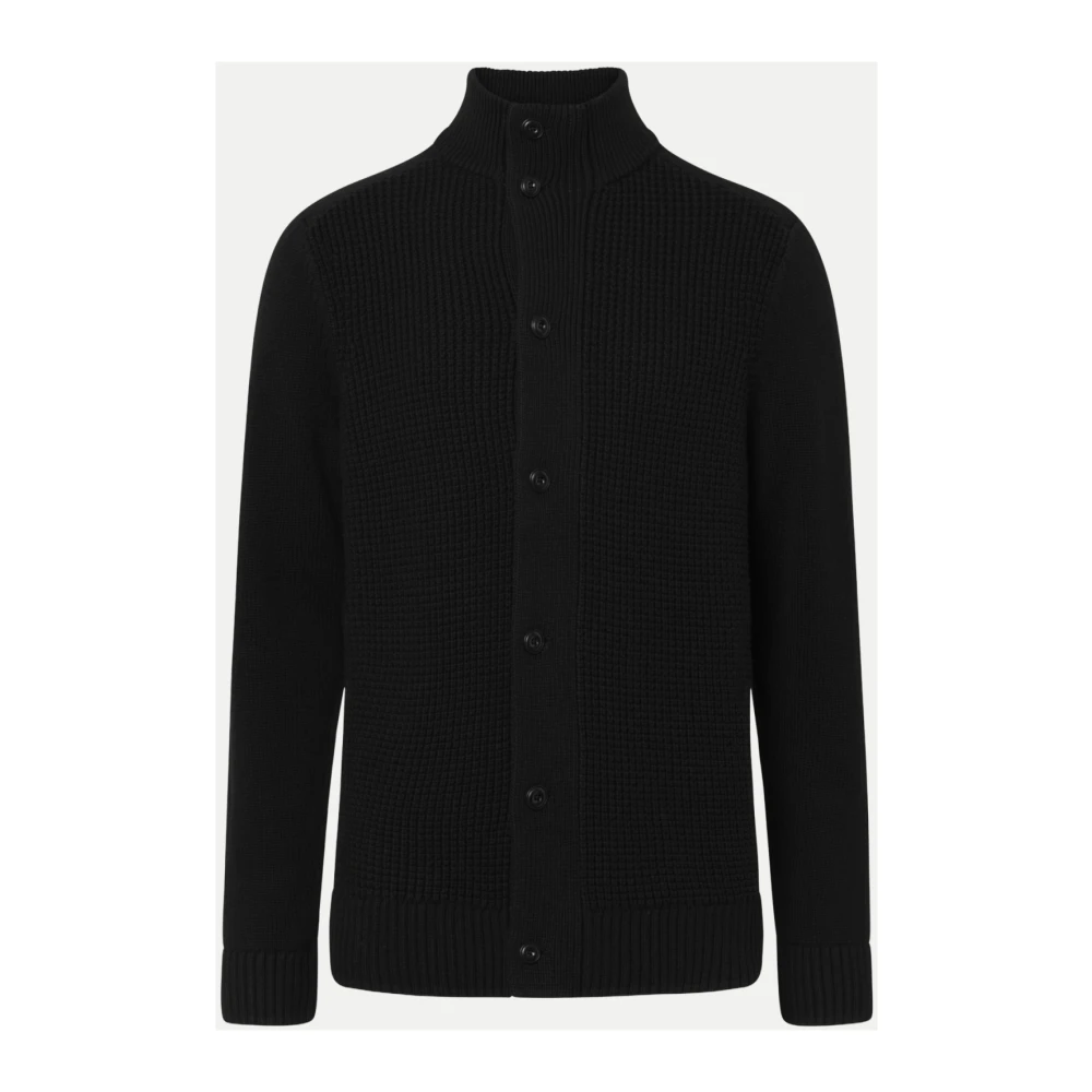 Joop! Gebreid jack met hoge kraag en knoopsluiting Black Heren