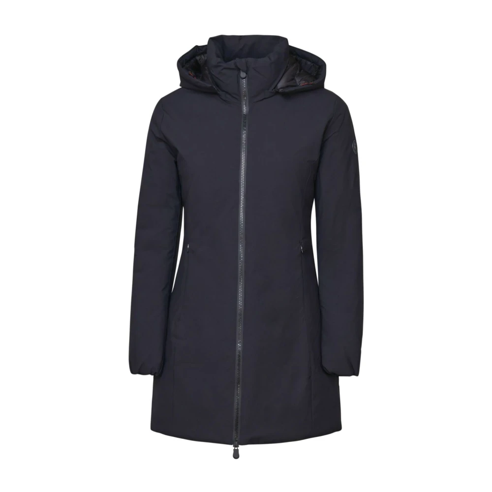 Save The Duck Zwarte winddichte eendjas met afneembare capuchon Black Dames