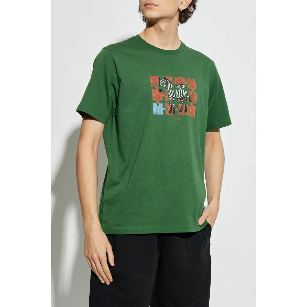 PS By Paul Smith Bedrukt T-shirt Green Heren