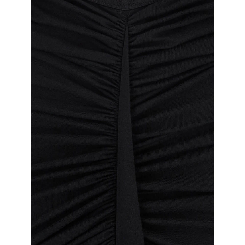 Rick Owens Elegante Zwarte Maxi Rok met Draperieën Black Dames