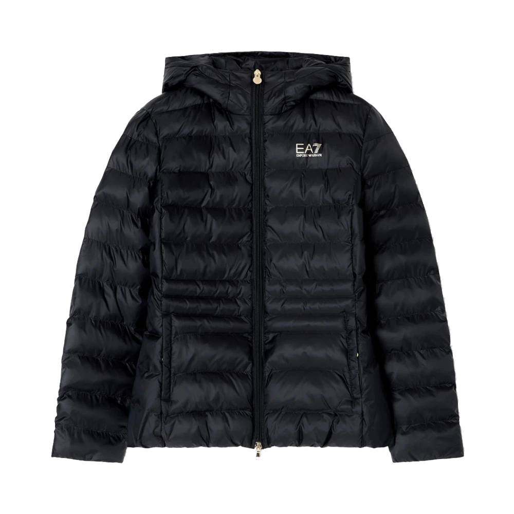 Emporio Armani Ea7 Donna Nero Cappotto Invernale Design Elegante