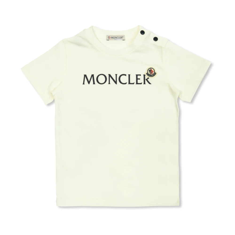 Moncler White Kids Short Sleeve T-Shirts, Unisex, 3 Y, Logo T-Shirt