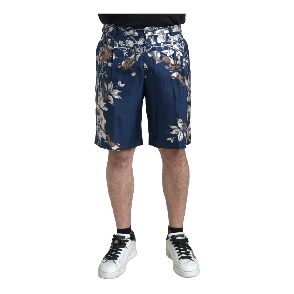 Dolce & Gabbana Men's Multicolor Casual Shorts, M, Floral Print Silk Bermuda Shorts