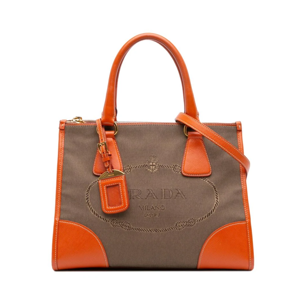 Prada Vintage Women's Brown Pre-Owned Canvas Tote Bag