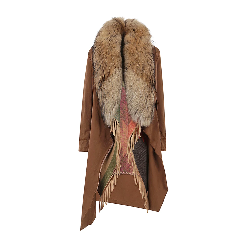 Bazar deluxe Kameel Parka met Bontkraag Brown Dames