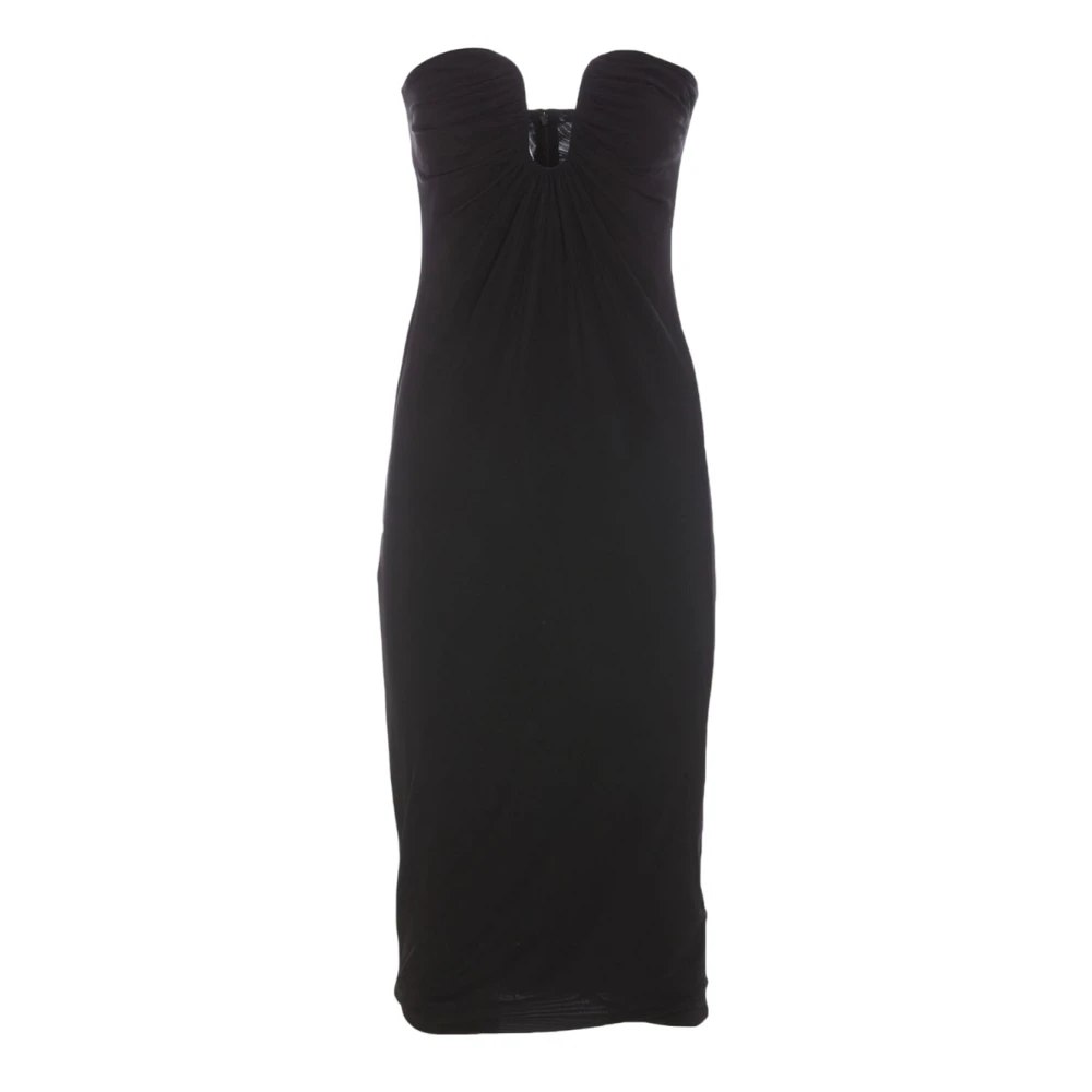 Pinko Elegante Jersey Midi Jurk met Draperie Black Dames