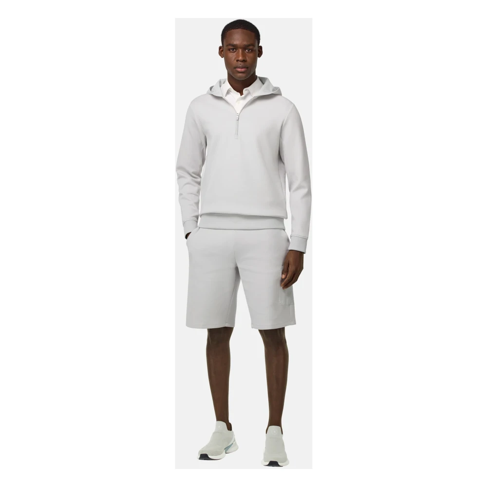 Boggi Milano Half-Zip Hoodie in Lightweight Scuba Gray Heren