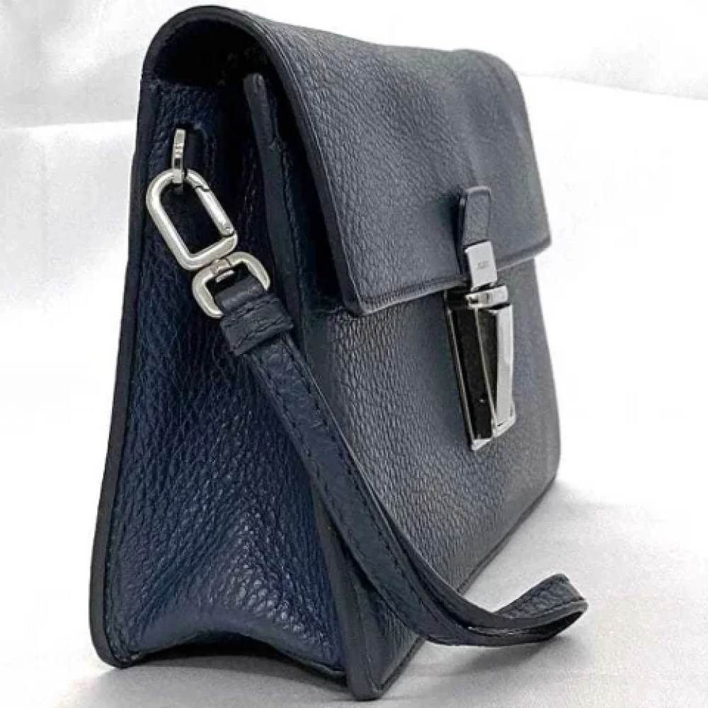 Prada Vintage Pre-owned Leather clutches Blue Heren