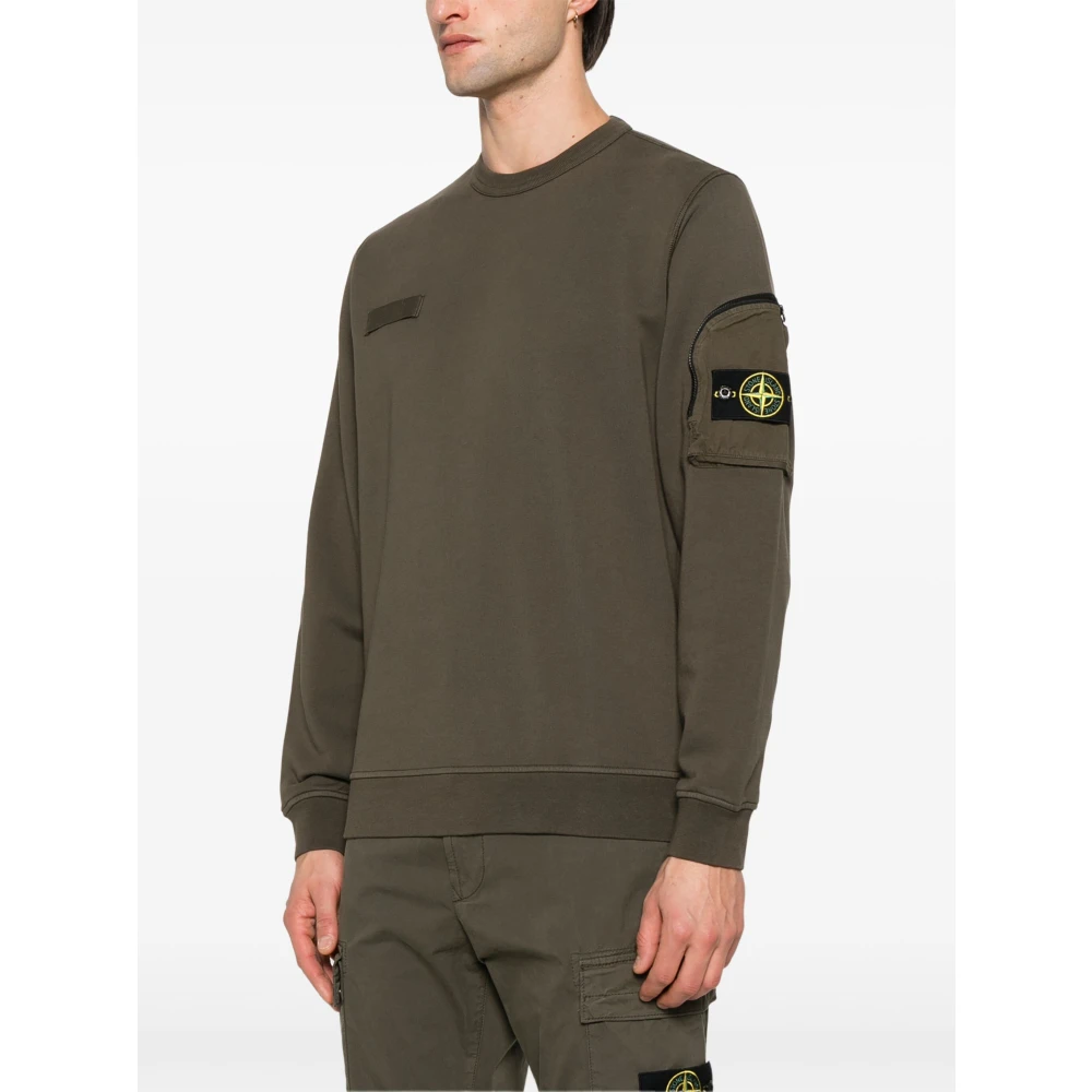Stone Island Groene Crewneck Katoenen Sweatshirt met Ritszak Green Heren