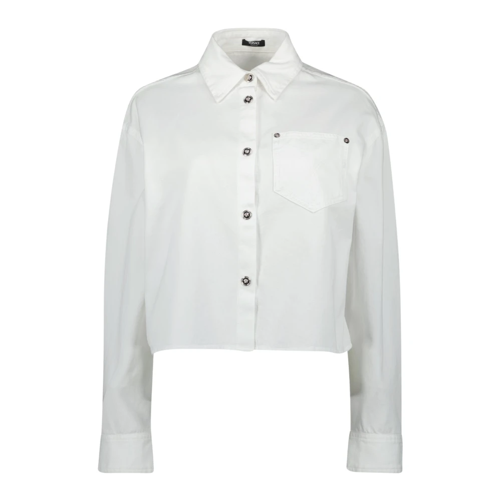 Versace Witte Denim Shirt Lente-Zomer 2025 White Dames