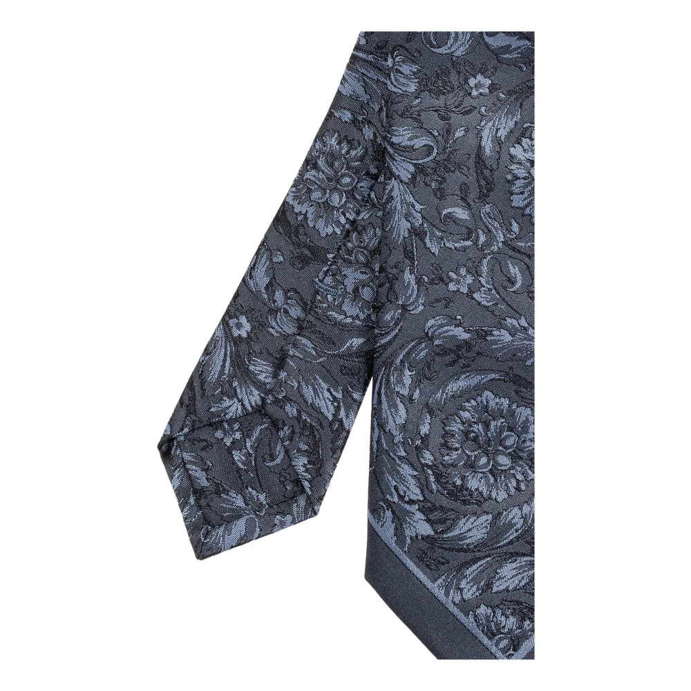 Versace Zijden stropdas met Barocco-motief Blue Heren