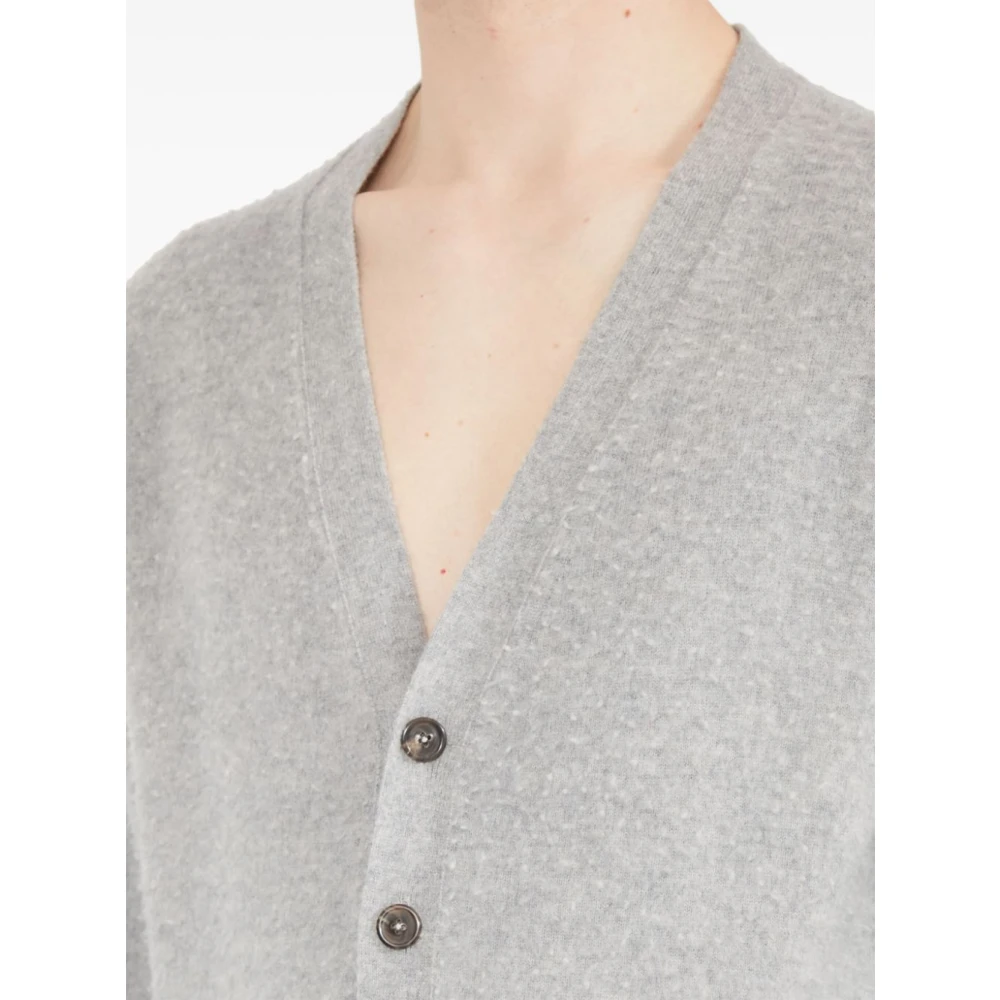 Maison Margiela Grijze V-hals Cardigan Sweater Gray Heren