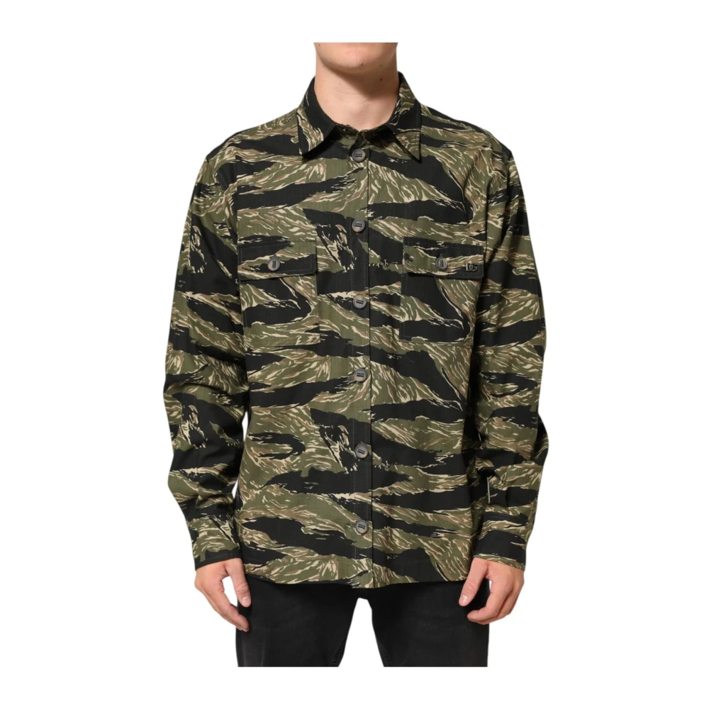 Dolce & Gabbana Homme Multicolor Chemises, E, Taille: 2XL Chemise Casual Camouflage En Coton Avec Motif