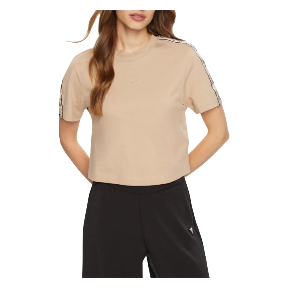 Guess Britney Crop Tee in Beige Katoen Beige Dames