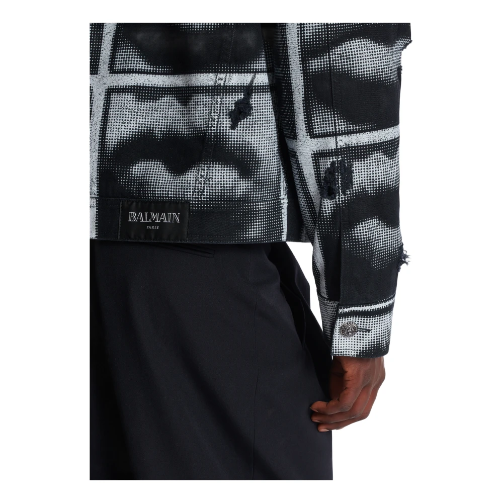 Balmain Spijkerjas met lippenprint Multicolor Heren