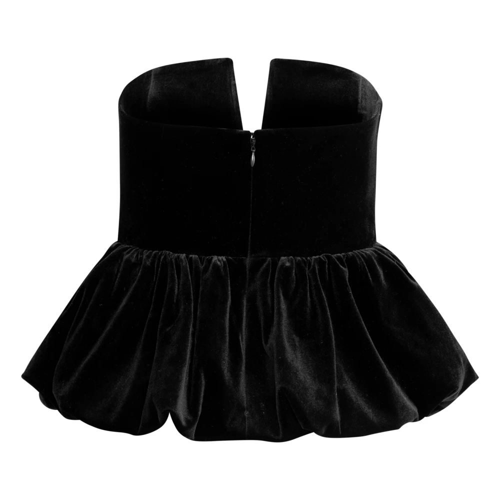 Self Portrait Velvet Bandeau Top Zwart Black Dames