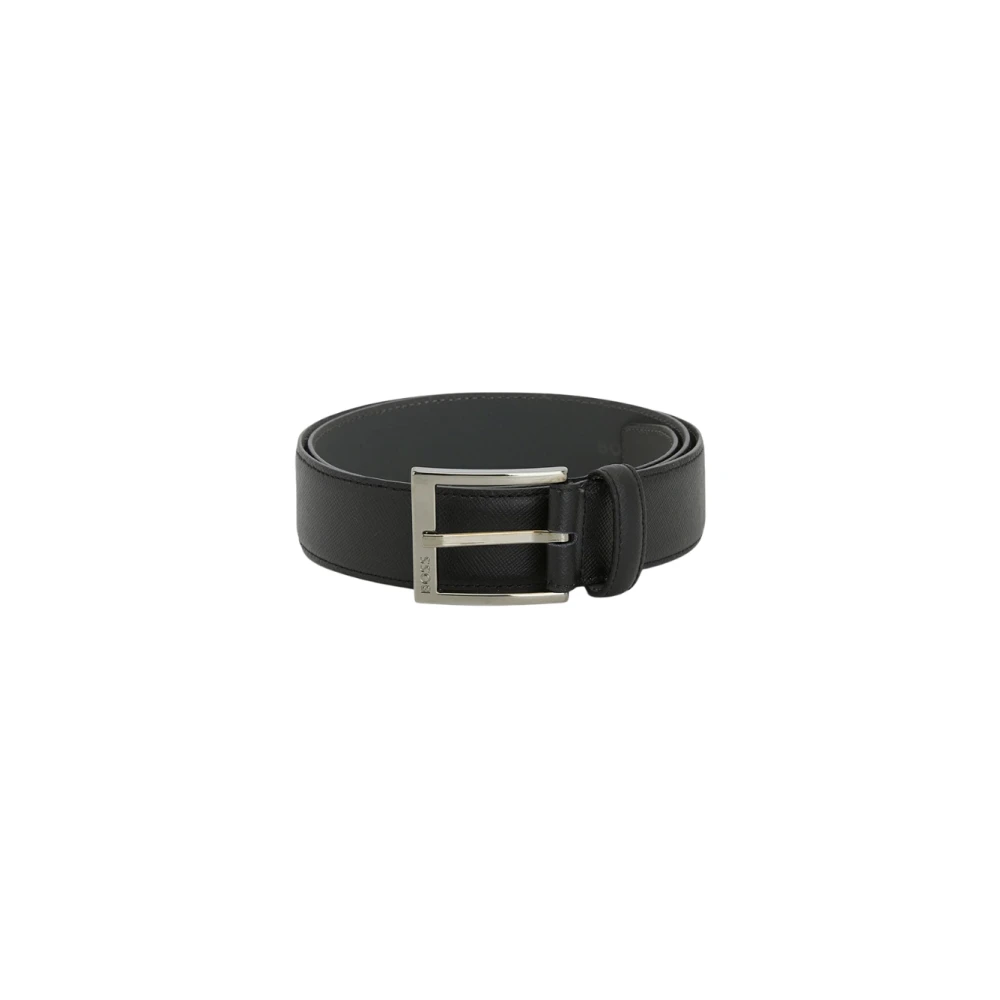 Hugo Men's Black Leather Belt With Classic Design - Belts - 115 Cm - Accessories