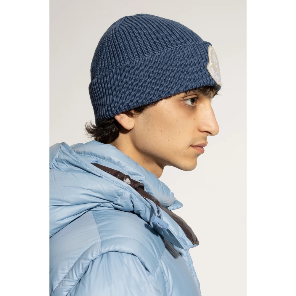 Moncler Pet met logopatch Blue Heren