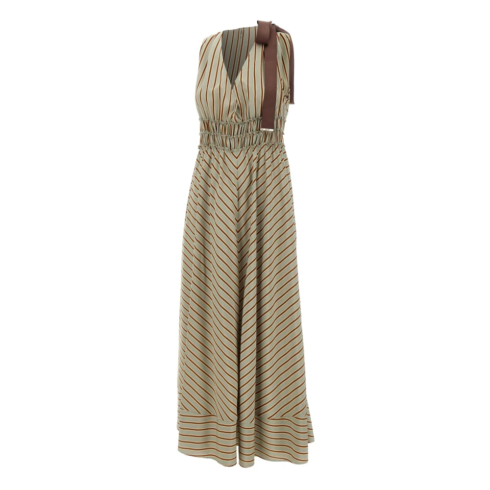 Liu Jo Women's Multicolor Maxi Dresses, L, Striped V-Neck Dress