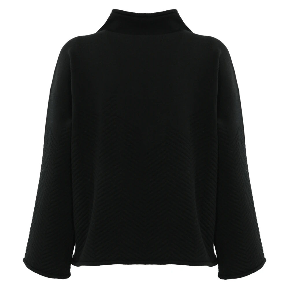 Liviana Conti Zwarte wollen trui met jacquardpatroon Black Dames
