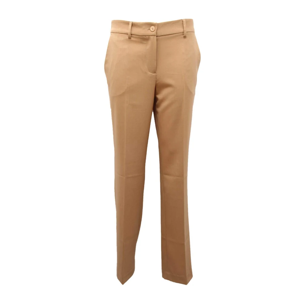 Twinset Women's Golden/Beige Wool Blend Trousers
