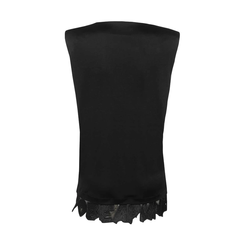John Richmond Mouwloze Top met Rits en Decoratieve Rand Black Dames