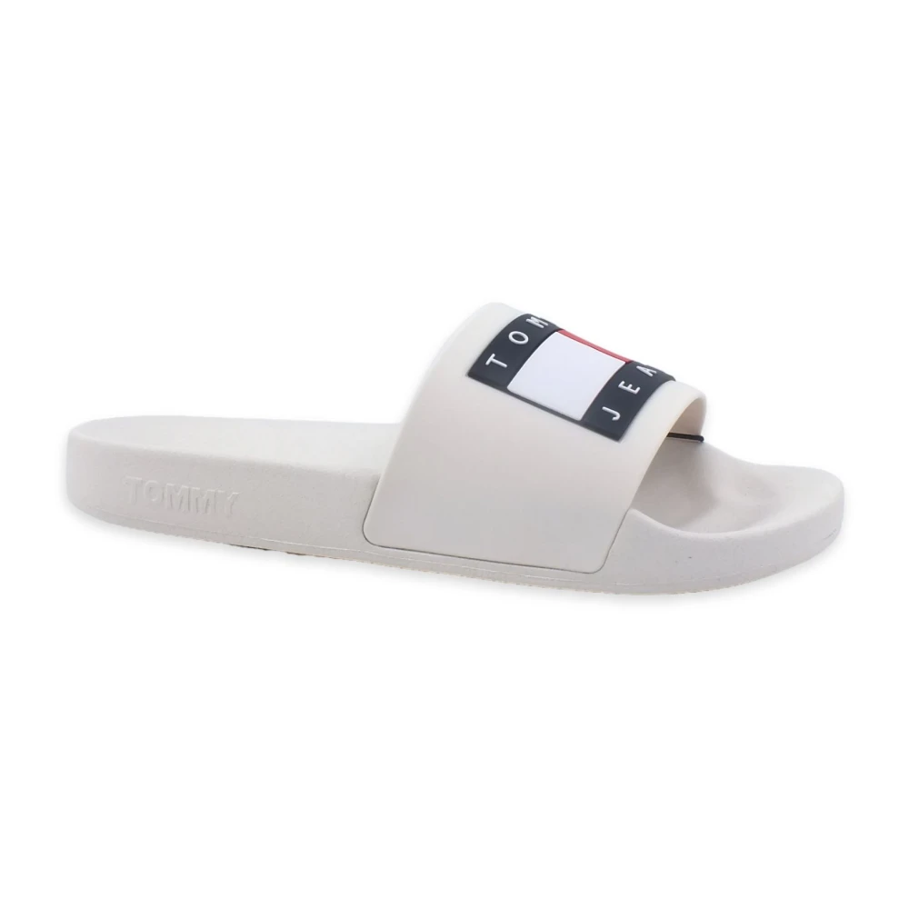 Tommy Hilfiger Women's White Logo Pool Slides