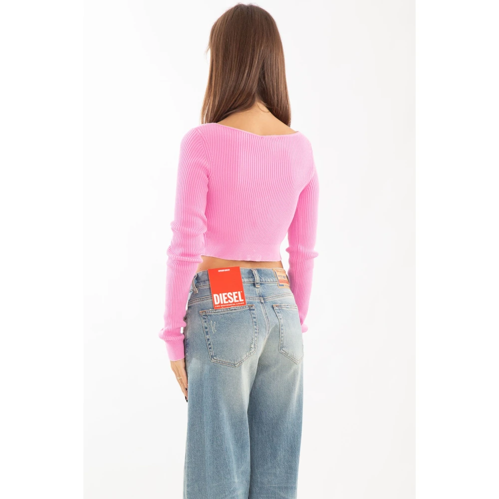 Diesel Faded Ribbed Cardigan in 377 Pink Dames