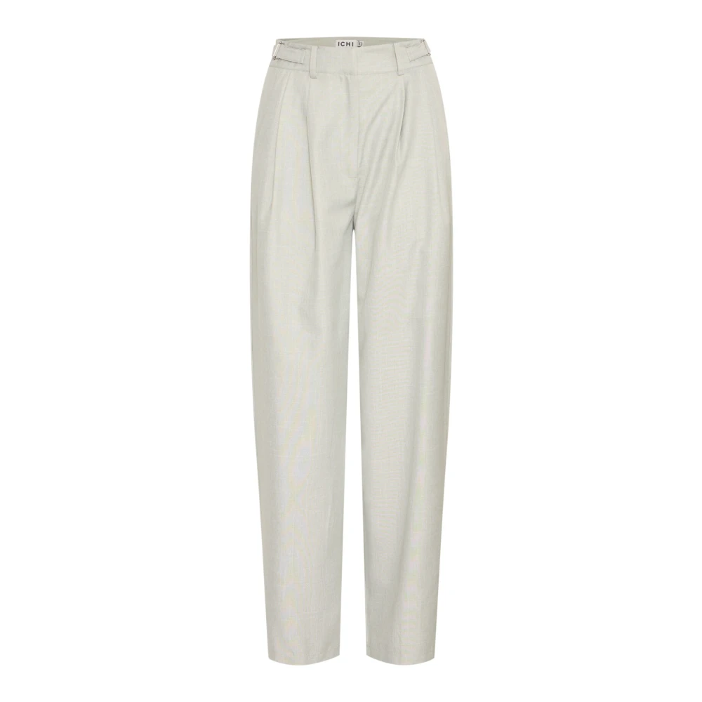 Ichi Beige Barrel-Leg Trousers London Fog Melange - Female - Straight Trousers - Xs - Trousers