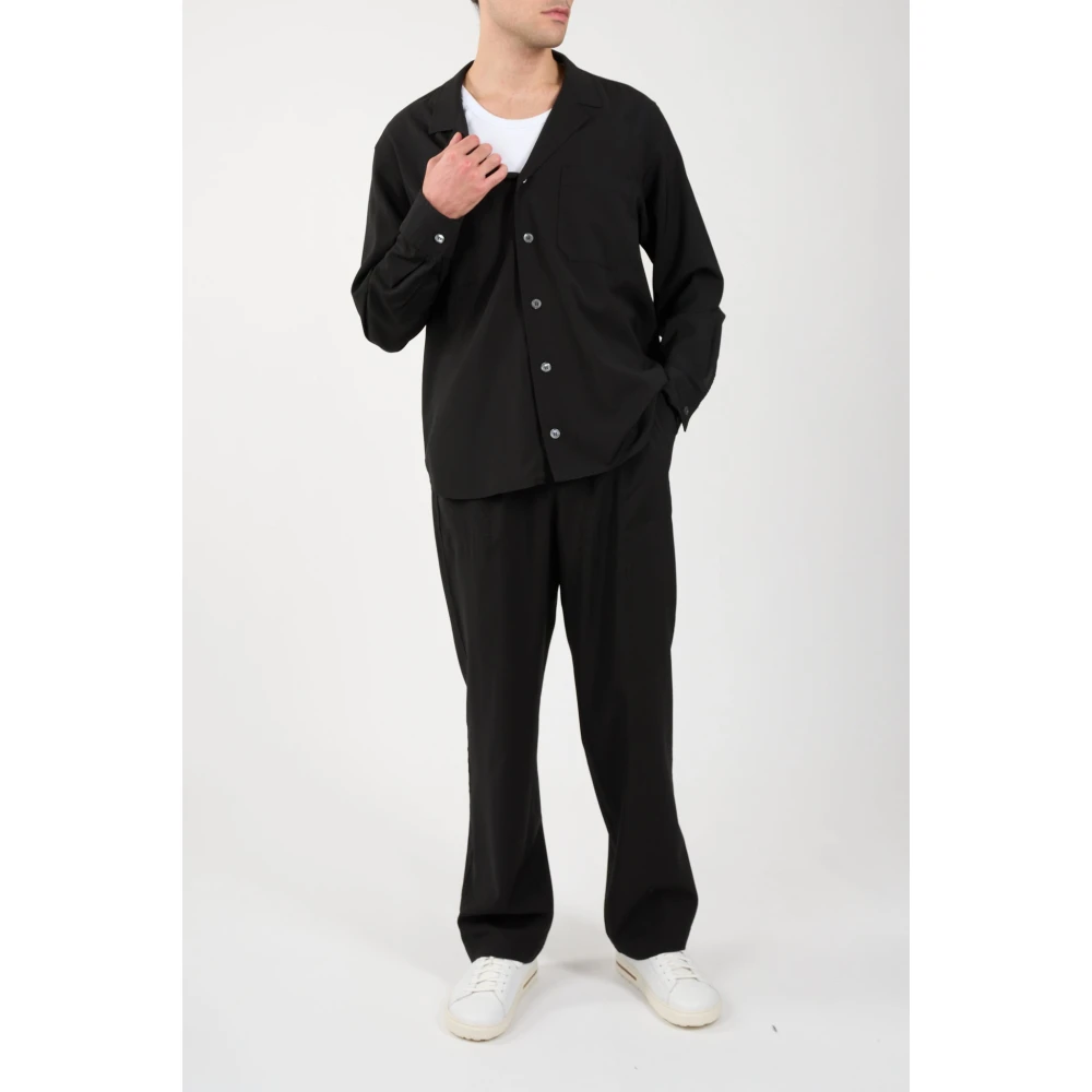 Mauro Grifoni Wollen overhemd met knoopsluiting Black Heren