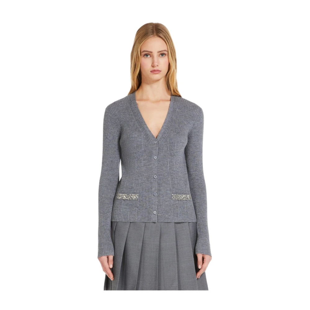 Max Mara Studio Gebreide Vest Gray Dames