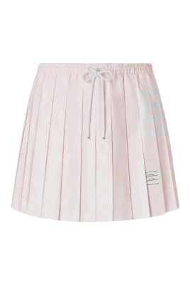 Oxford 4-Bar Drawstring Pleated Mini Skirt