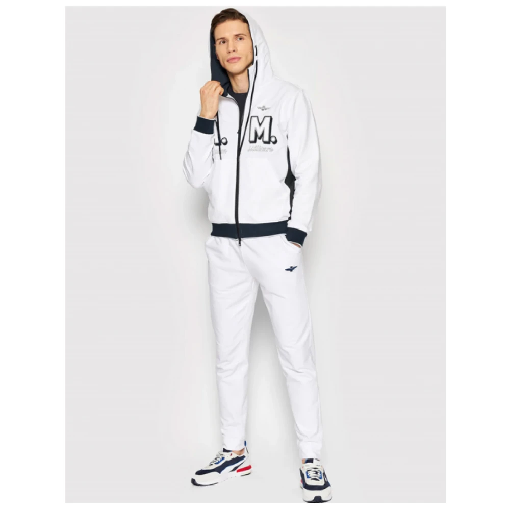 aeronautica militare Verstelbare Hoodie met Ritssluiting White Heren