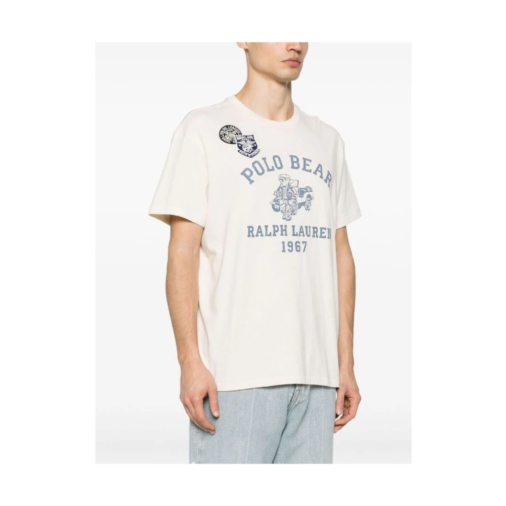 Ralph Lauren Polo Bear Print Jersey T-shirt White Heren