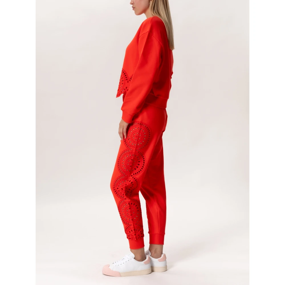 Stella Mccartney Broderie Anglaise Detail Sweatshirt Ss23 Red Dames