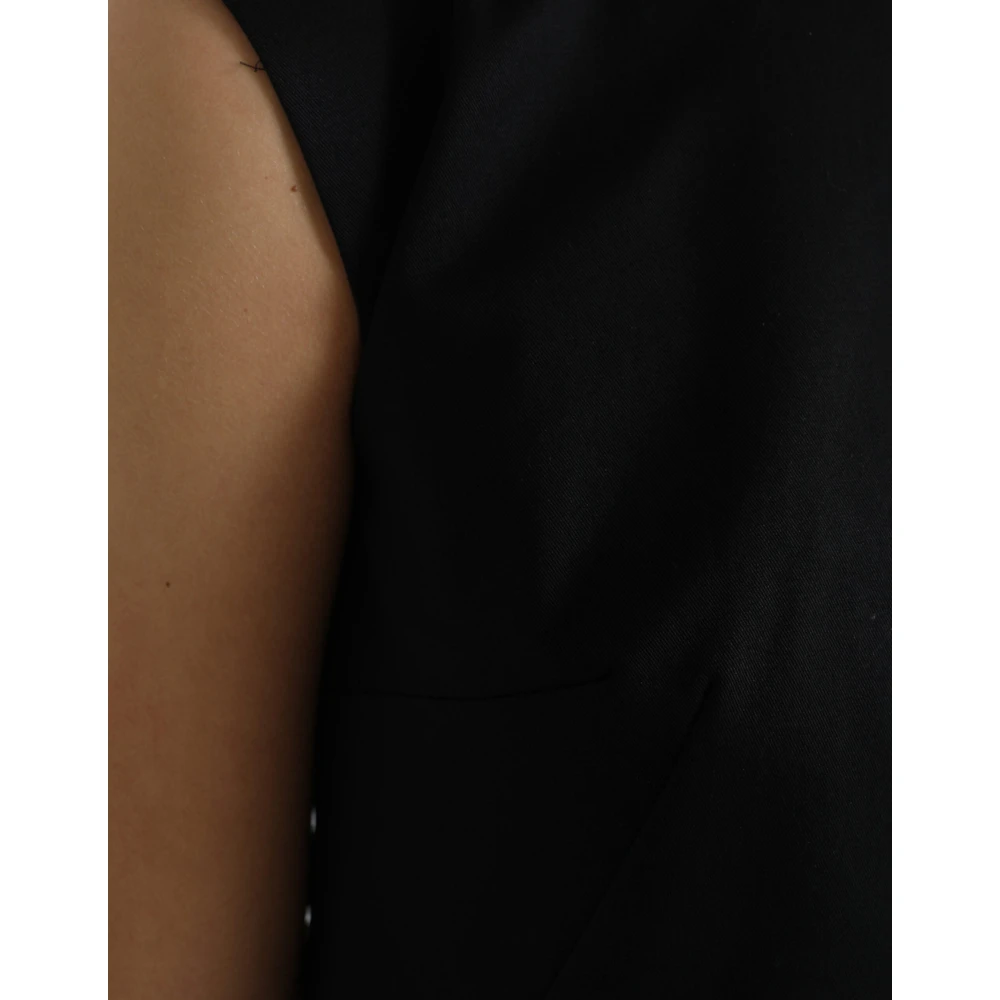 Dolce & Gabbana Zwarte Logo Katoenen Shift Mini Jurk Black Dames