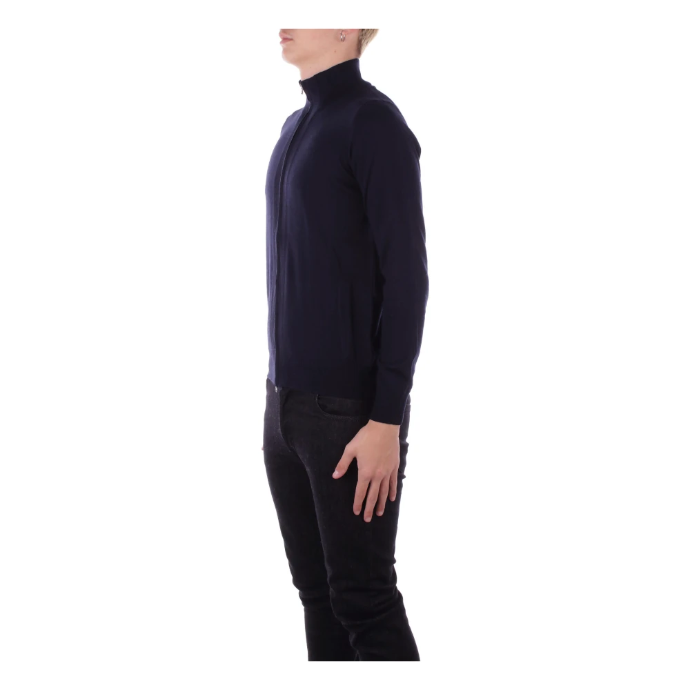 Alpha Studio Blauwe Sweater met Dubbele Ritszakken Blue Heren