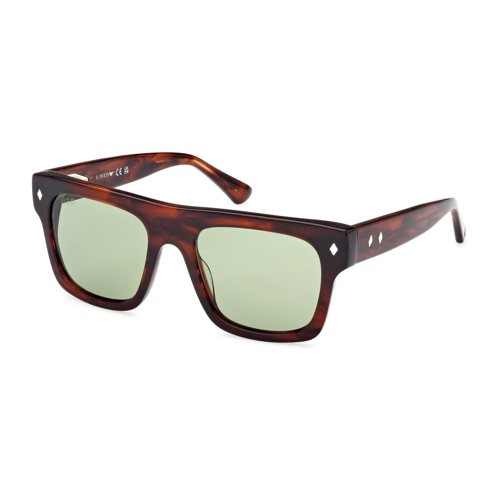 Web Eyewear Brown Sunglasses, Male, 53 Mm, Men's Sunglasses Square Havana Glossy