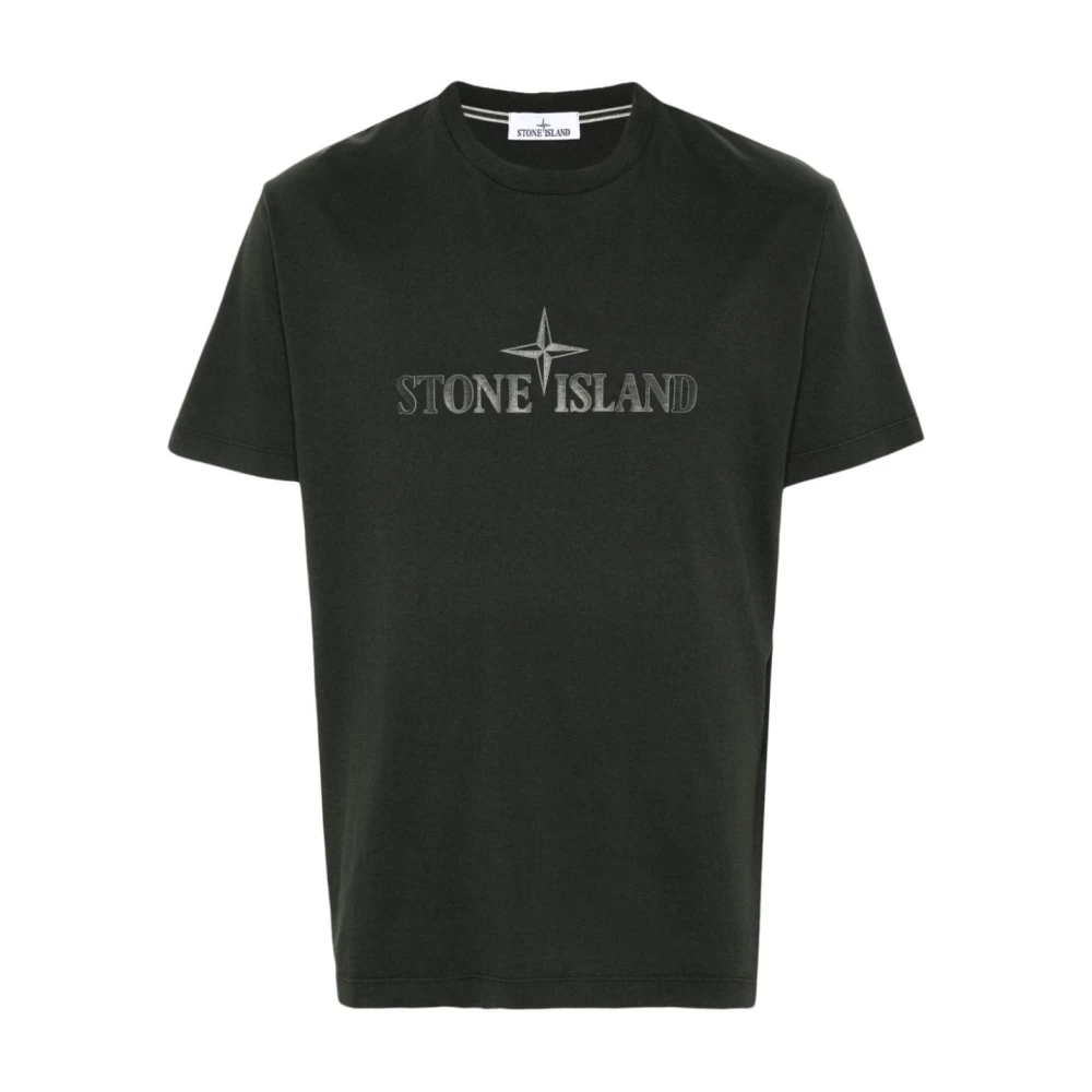 Stone Island Grijze Jersey Crew Neck Logo T-shirt Gray Heren