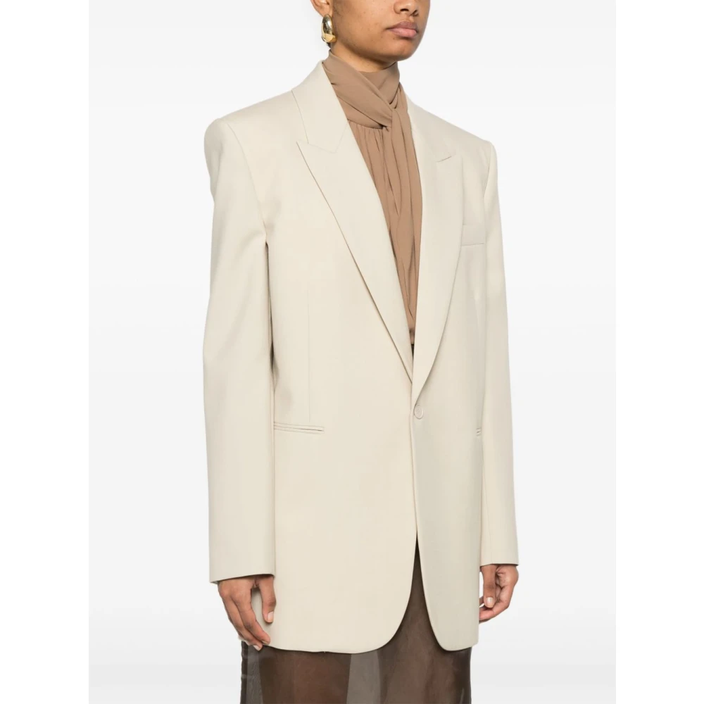 Saint Laurent Beige Jassen met Voorknoopsluiting Beige Dames