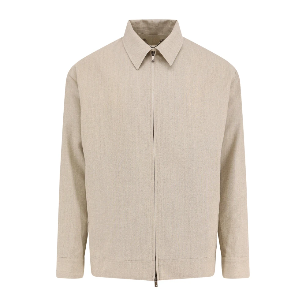 Golden Goose Wollen en katoenen jas met rits Beige Heren